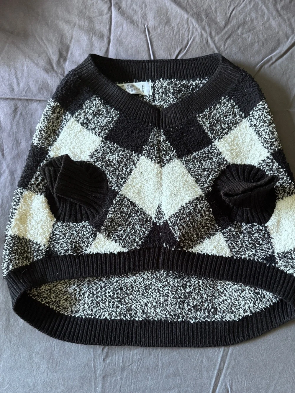 Old Navy Black & White Buffalo Plaid Dog Sweater